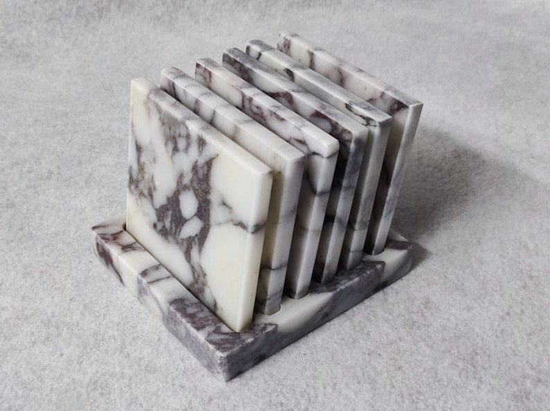 VIOLA 6 Marble Coasters & Holder