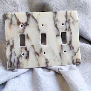 Handmade Viola Marble Triple Toggle Light Switch Plate