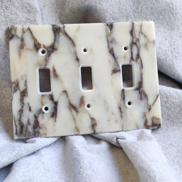 Triple Toggle Light Switch, VIOLA MARBLE Wall Plate Cover, Marble Light Switch Cover