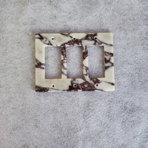 Handmade Viola Marble 3-Gang Rocker Light Switch Plate