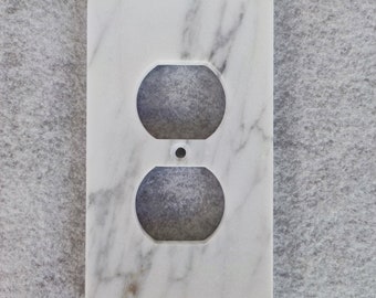 Marble Duplex Wall Plate, Single Duplex Outlet Wall Plate Cover, CARRARA MARBLE