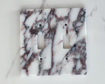 Handmade VIOLA Marble 2-Gang Toggle Light Switch Plate