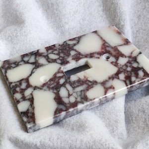 Single Light Switch Plate, VIOLA Marble Switch Plate, Wall Plate Cover,  Single Toggle