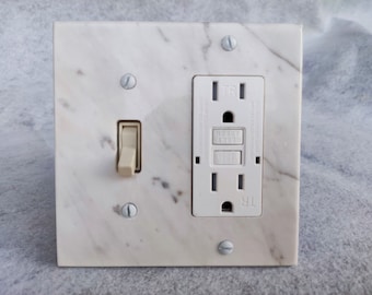 1Toggle-GFCI Rocker, CARRARA MARBLE Switch Wall Plate