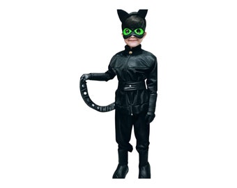 Crianças Black Cat Noir Costume Boys Kitty Halloween Fantasia Roupa de  Vestido