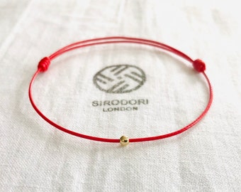 Handmade 14k Gold Plated 3mm Bead Red String KABBALAH  LUCKY Adjustable Bracelet