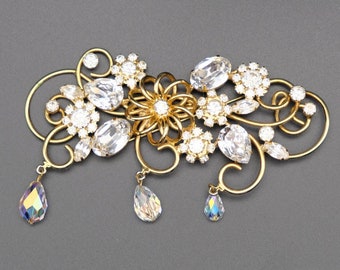 Vintage Estate New Designer Signed Kirks Folly Design Rhinestone Star Earrings Stud Post Statement Runway Fashion Jewelry Costume Jewelry