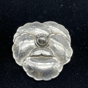 Vintage Georg Jensen Denmark Sterling Silber Brosche #113 Stiefmütterchen Vintage