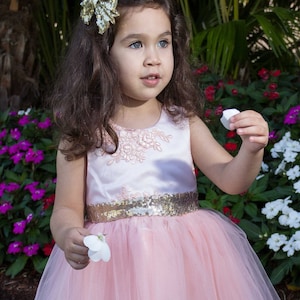 Flower Girl Dress-Baby Girl First Birthday Dress-Peach Tutu Dress-Boho Birthday-Party Dress for girls-Pageant Dress-Peach and Gold dress