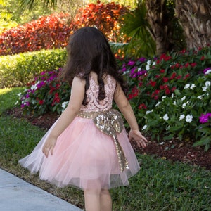 Baby Girl First Birthday Dress-Peach Tutu Dress-Boho Birthday-Flower Girl Dress-Party Dress for girls-Pageant Dress-Peach and Gold dress