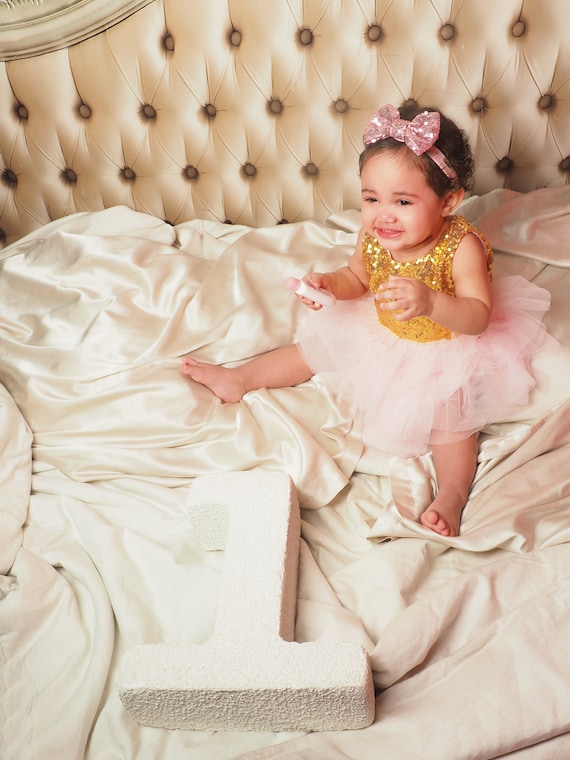 Baby Girl primo compleanno vestito-rosa oro tutu vestito-primo
