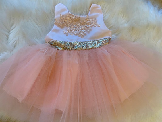 Girls peach party dress deals