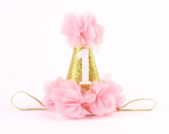 First Birthday Hat |1st Birthday Hat| First Birthday Girl Outfit |1st Birthday Girl|1st Birthday Party Hat | Gold Hat + Choose Color and Age