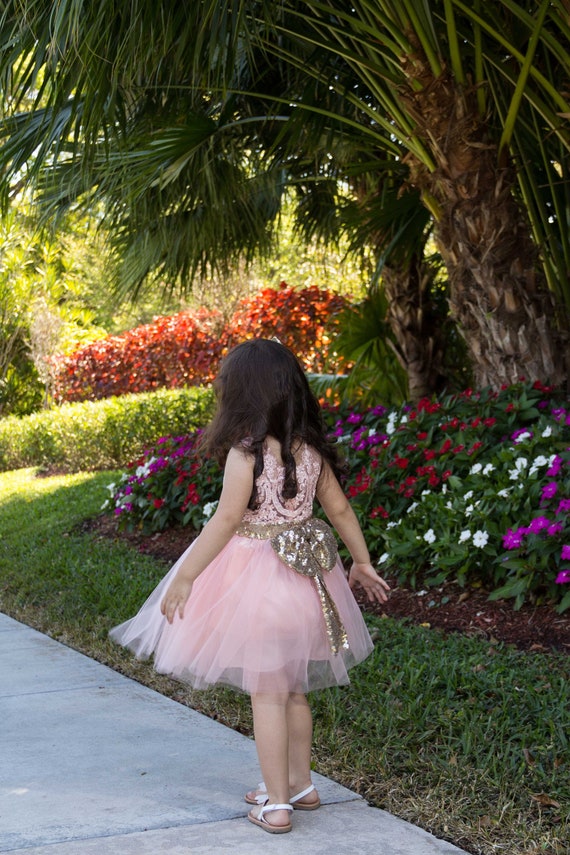 Girls peach top party dress