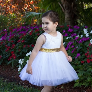Baby Girl First Birthday Dress-White Tutu Dress-Boho Birthday-Flower Girl Dress-Party Dress for girls-Pageant Dress-Peach and Gold dress