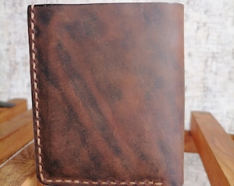 Handmade Crayz brown leather men's wallet Vertical card holder leather men's money wallet 100% handmade leather men's wallet