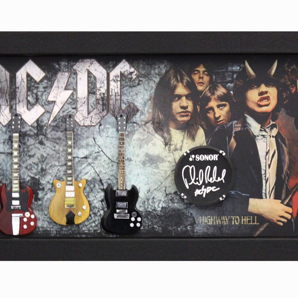 Angus Young ACDC Shadowbox with Miniature Guitars