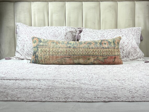 12x36 Rug Pillow,Oriental Pillow,Large Pillow,Throw Pillow,Cushion Cover,Home Design Pillow,Beige Pillow,Embroidered Pillow,Rug Piece Pillow