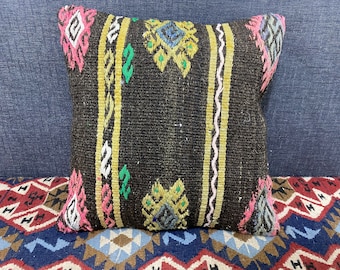 colored kilim pillow cover anatolian home decorative pillow 18x18 kilim pillow striped kilim pillow bed pillow floor cushion cover MD 119