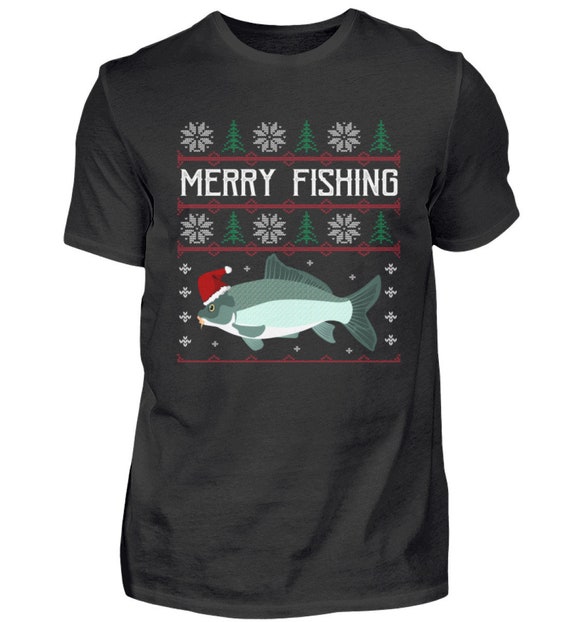 Ugly Christmas Merry Fishing Angler Gift Men's Premium Shirt Christmas Gift  Fishing 