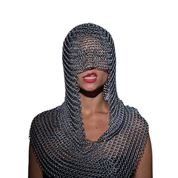 Halloween Medieval Aluminium Butted Chainmail Hood / Coif / Cap Armour Meilleur cadeau pour femme