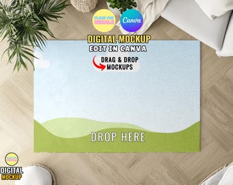 Lifestyle 4X6 Rug Mockup | Add Your Own Design Layer | Easily Edit in Canva | Drag & Drop | Smart Object Mock-up Template in Canva