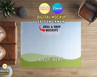 Modern 4X6 Rug Mockup | Add Your Own Design Layer | Easily Edit in Canva | Drag & Drop | Smart Object Mock-up Template in Canva