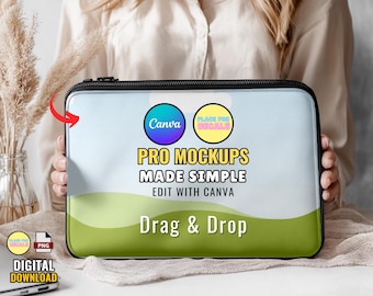 Laptop Case Mockup Customize Your Own Case Template | Easily Edit With Canva | Trendy Laptop Sleeve Mockup | Blank Laptop Sleeve Mockup