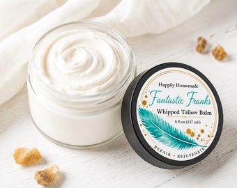PREMIUM | Fantastic Franks Whipped Tallow Balm | Frankincense Blend Face & Body Moisturizer, Grass-Fed Tallow Skincare