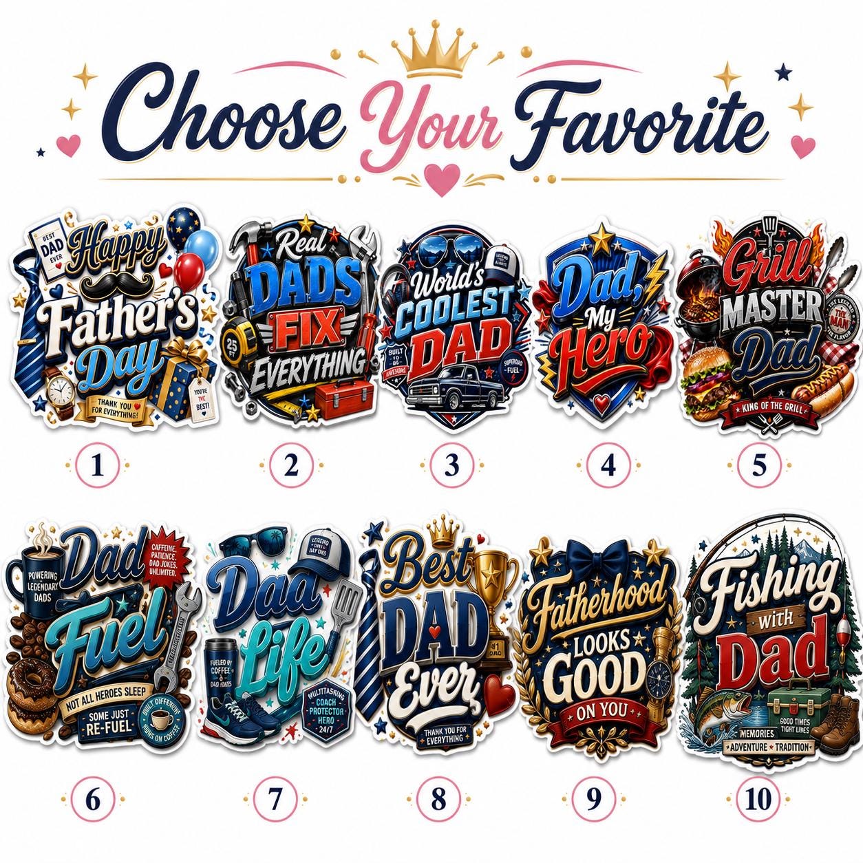 Father's Day Sticker Pack, Funny Dad Decals, Laptop Water Bottle ...