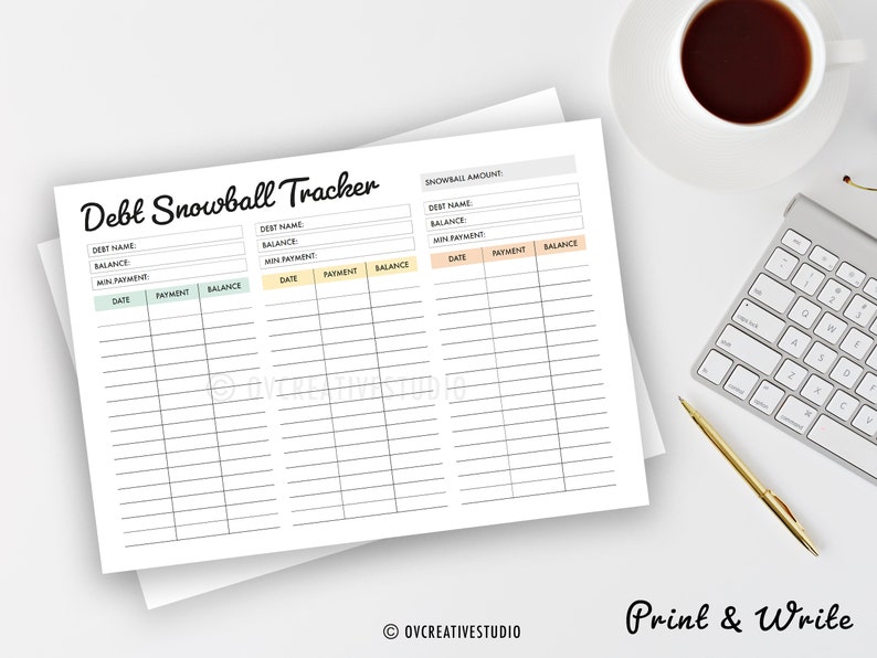 Editable Debt Snowball Tracker Printable Debt Payment | Etsy