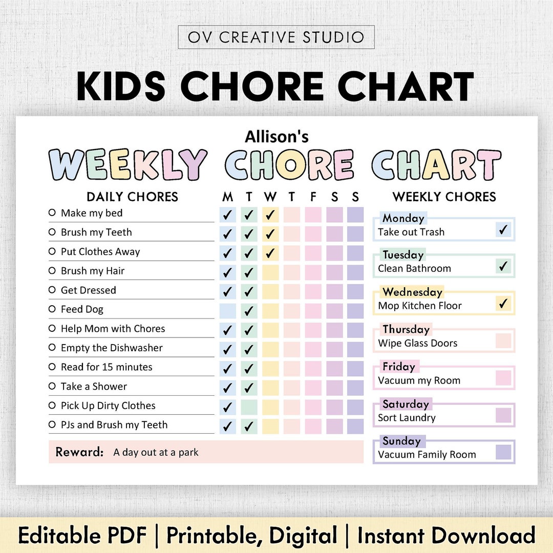 Editable Chore Chart for Kids Printable Kids Daily Weekly Responsibility Chart Kids Chore List Kids Daily Routine Checklist PDF - Etsy editable-chore-chart-for-kids-printable-kids-daily-weekly-responsibility-chart-kids-chore-list-kids-daily-routine-checklist-pdf-etsy