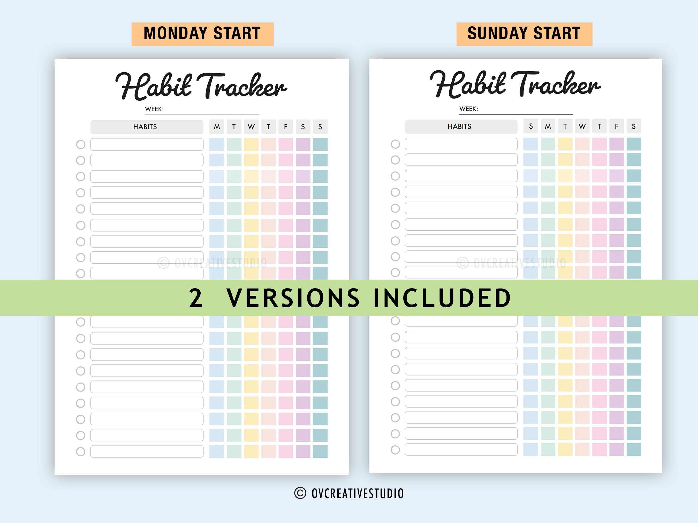 Editable Weekly Habit Tracker | Printable Habit Tracker | Daily Habit ...