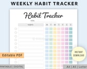 Editable Weekly Habit Tracker | Printable Habit Tracker | Daily Habit Tracker PDF | Habit Tracker Digital Download | Weekly Goal Tracker |