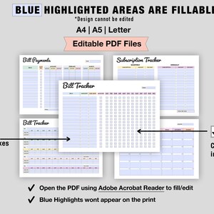 Editable Bill Payment Tracker Bundle | Monthly Bill Tracker Printable ...