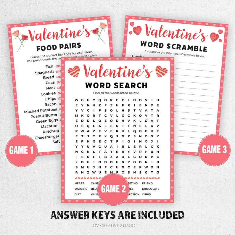 Valentines Day Printable Games | Valentines Party Games Bundle ...