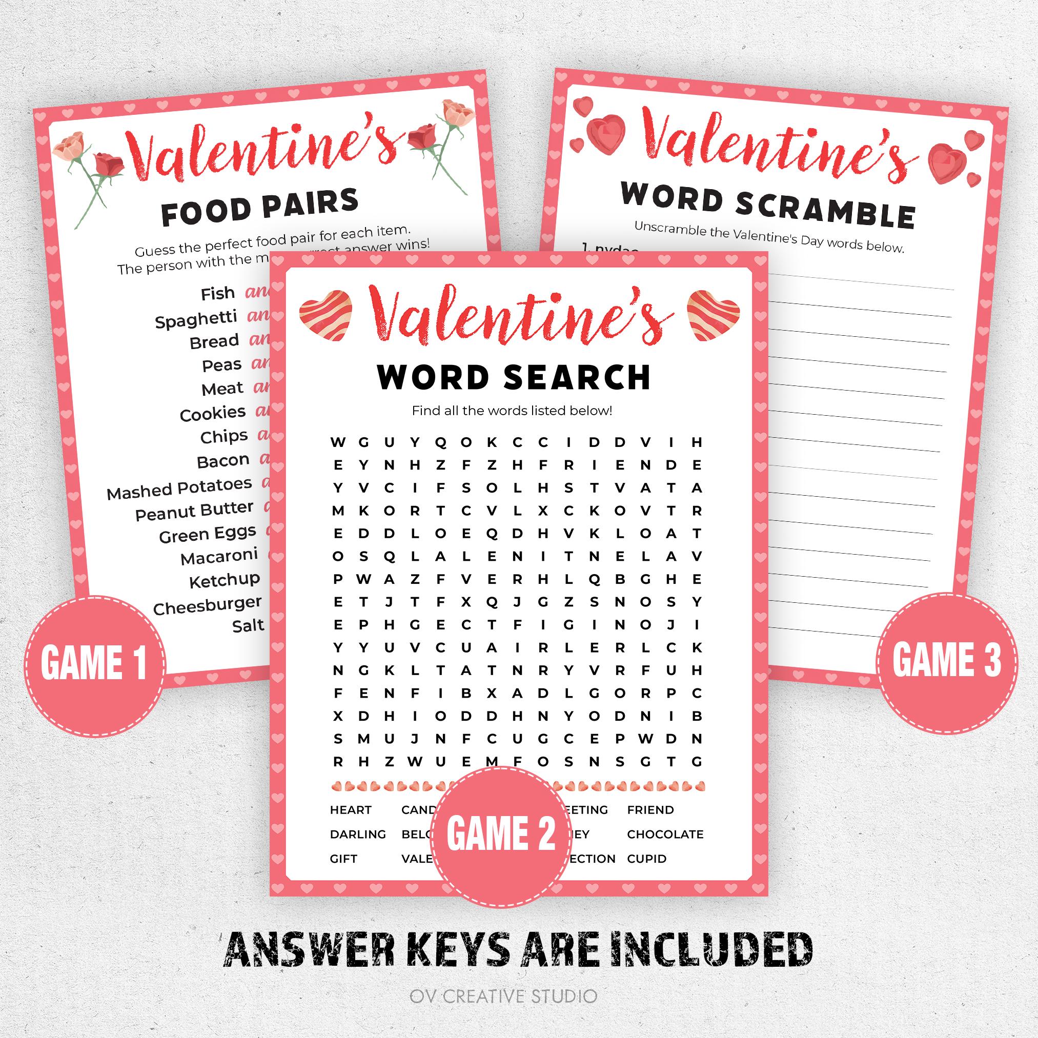 Valentines Day Printable Games | Valentines Party Games Bundle ...