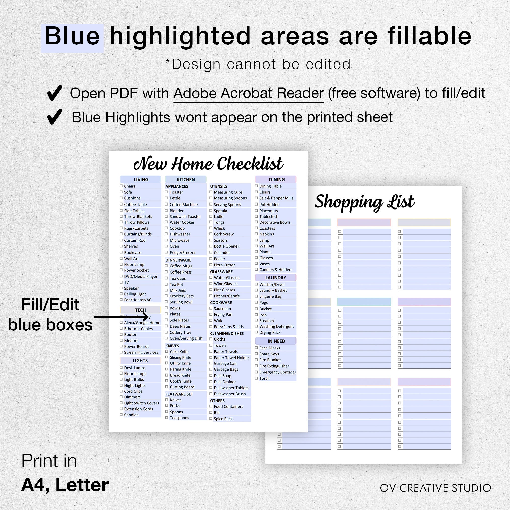 New Home Checklist Printable, Editable | New Apartment Checklist ...