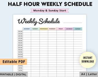 weekly calendar template etsy australia