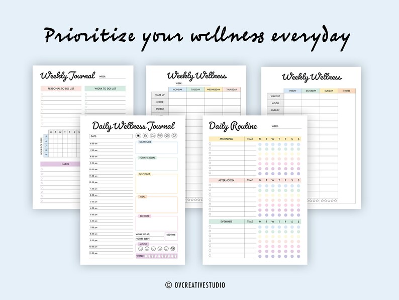 Self Care Planner Bundle Printable, Editable, Wellness Planner, Self ...