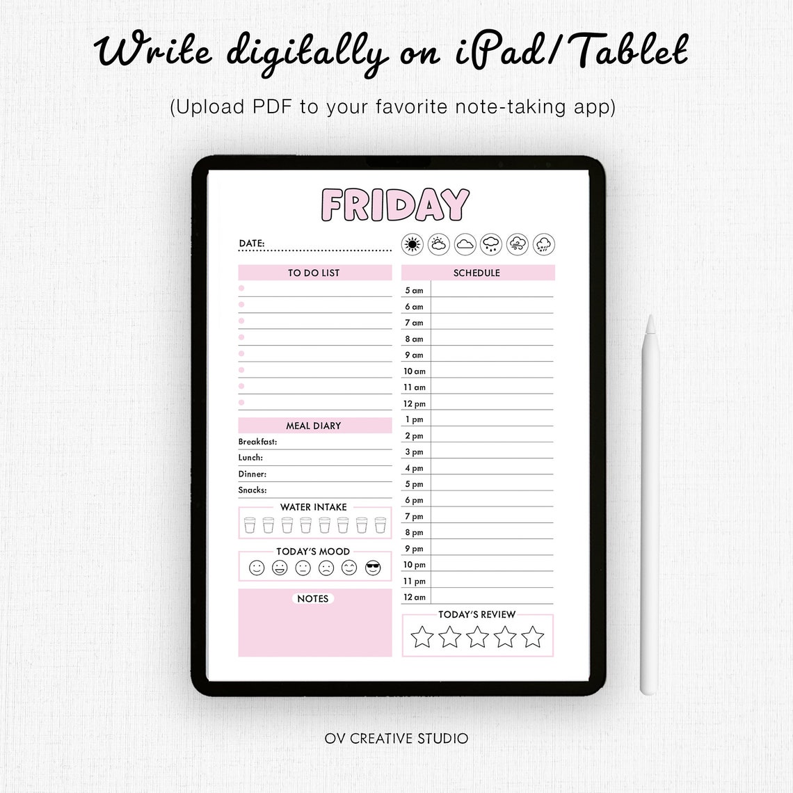 Editable Daily Planner Schedule | Printable, Digital PDF | to Do List ...