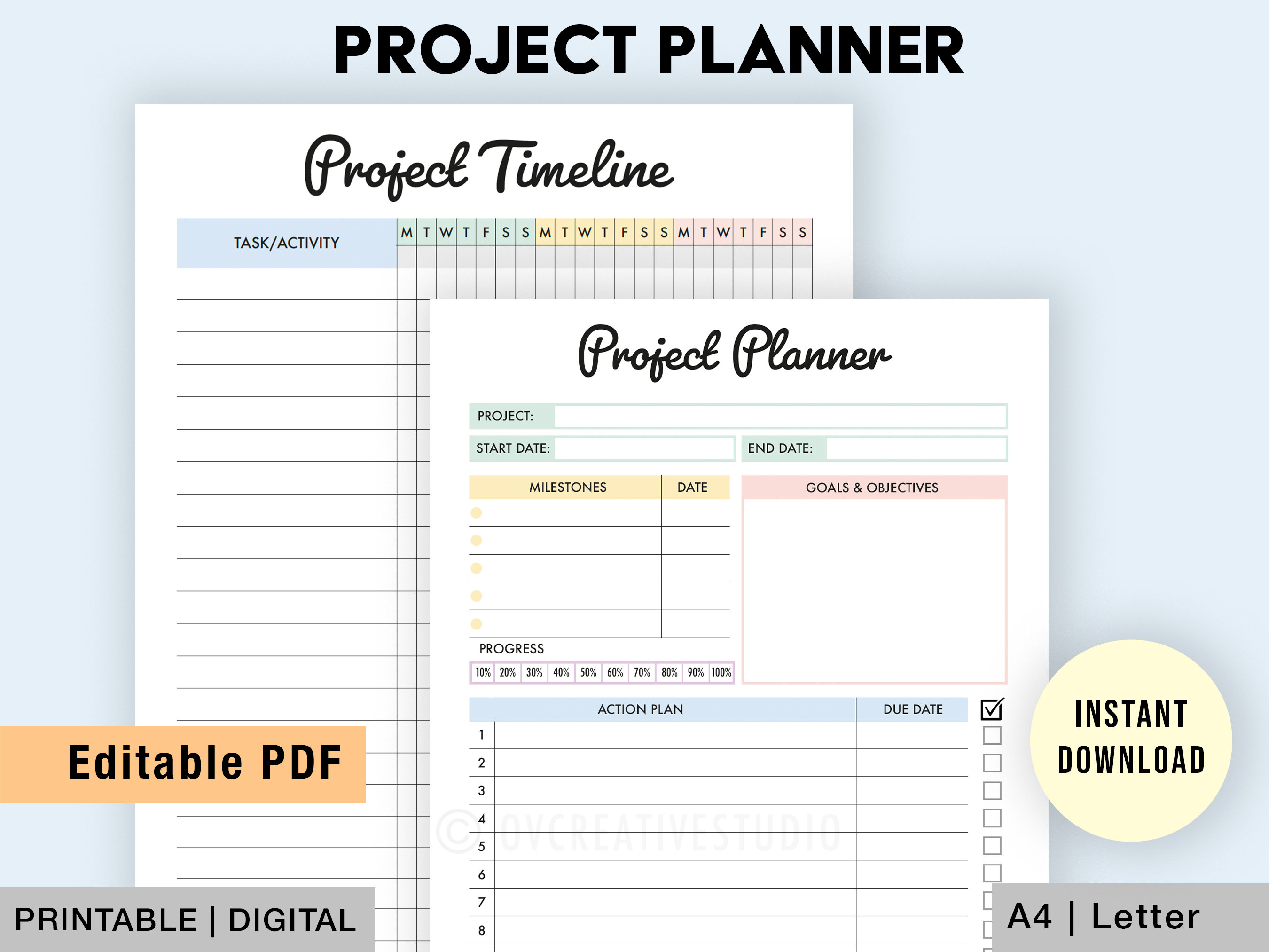 Editable Project Planner | Project Planning, Project Timeline ...