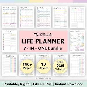 Paquete de planificador de vida / Imprimible, PDF digital / Gestión del hogar / Paquete todo en uno / Paquete de planificador personal / Planificador 2025 / A4, A5, Carta