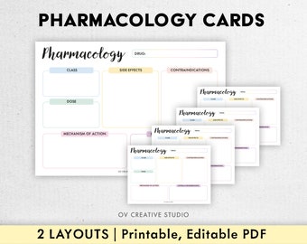 Pharmacology Flashcards Printable PDF | Nursing Student, Drug Card Template, Student Nurse Pathophysiology Template, Study Notes template