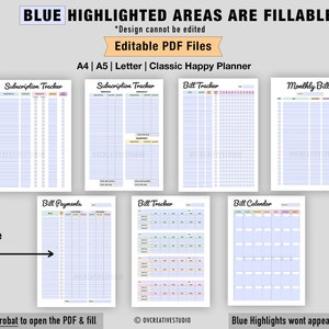 Editable Bill Payment Tracker Bundle Monthly Bill Tracker Printable Subscription Tracker, Bill Log Bill Payment Checklist Digital PDF image 5