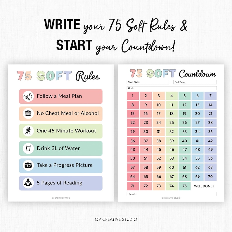 Editable 75 Soft Challenge Tracker Bundle | Printable, Digital | 75 Day ...
