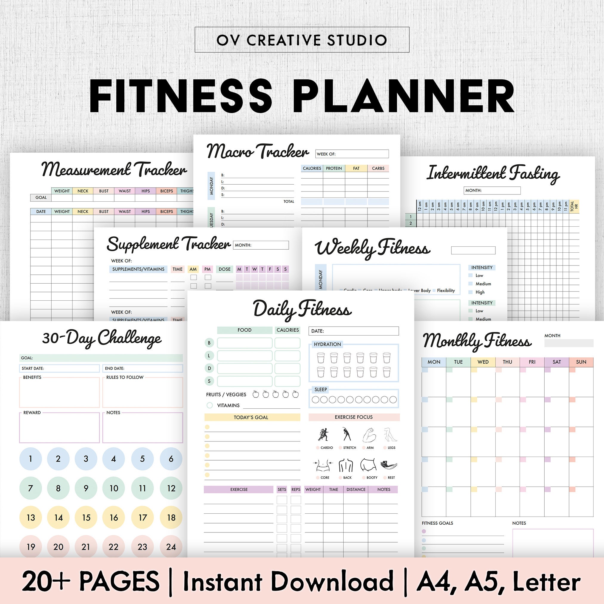 Printable Fitness Journal | Printable Workout Tracker | Exercise ...