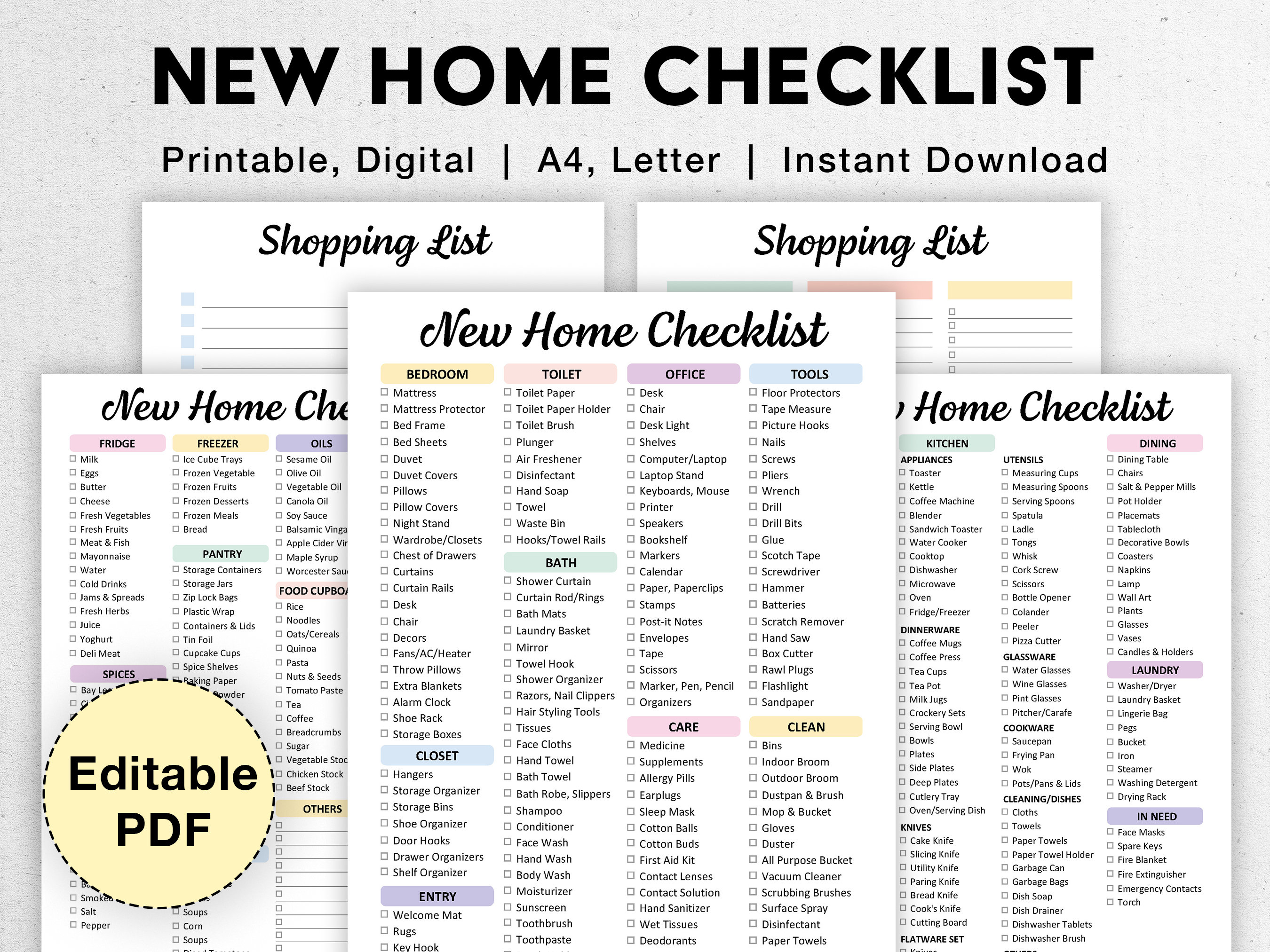 New Home Checklist, New Home Essentials Checklist, New House Checklist, Home  Binder, Home Checklist, New Household Checklist, Checklist PDF 