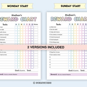 Reward Chart for Kids | Printable, Editable, Digital PDF | Weekly Chore ...