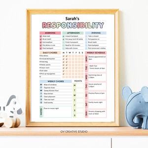 Editable Responsibility Chore Chart for Kids | Printable | Children Daily Weekly Schedule | Kids Chore List | Daily Routine Checklist | PDF image 3